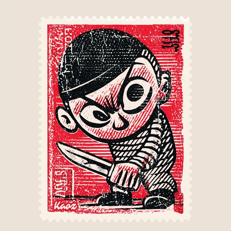 Bande dessinée gangster sur timbre-poste