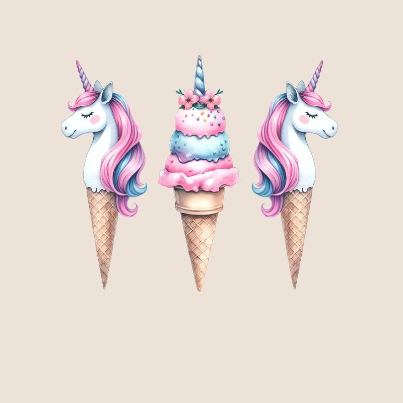 Retro Einhörner Eis Eiskreme Eiscrem Kinder Kind