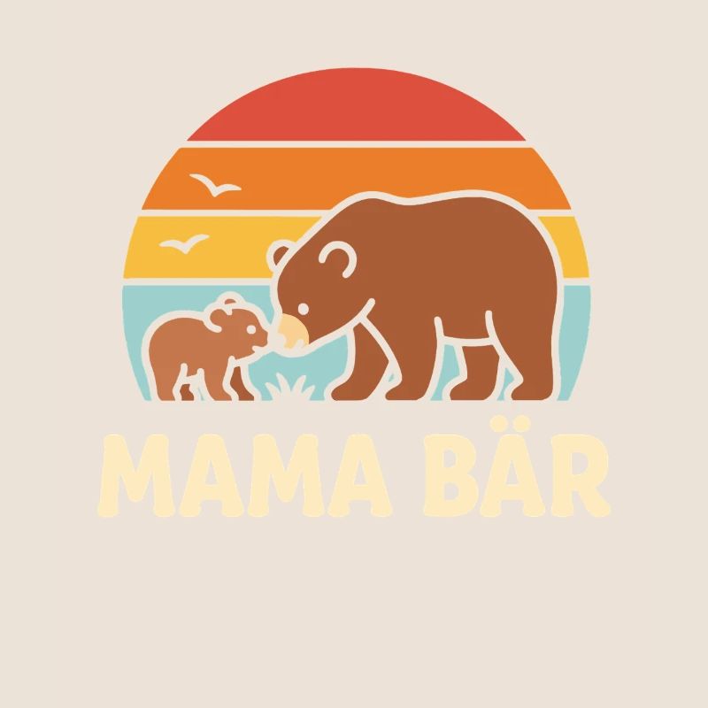 Mama Bär Retro Sonnenuntergang süßes Mutter Kind