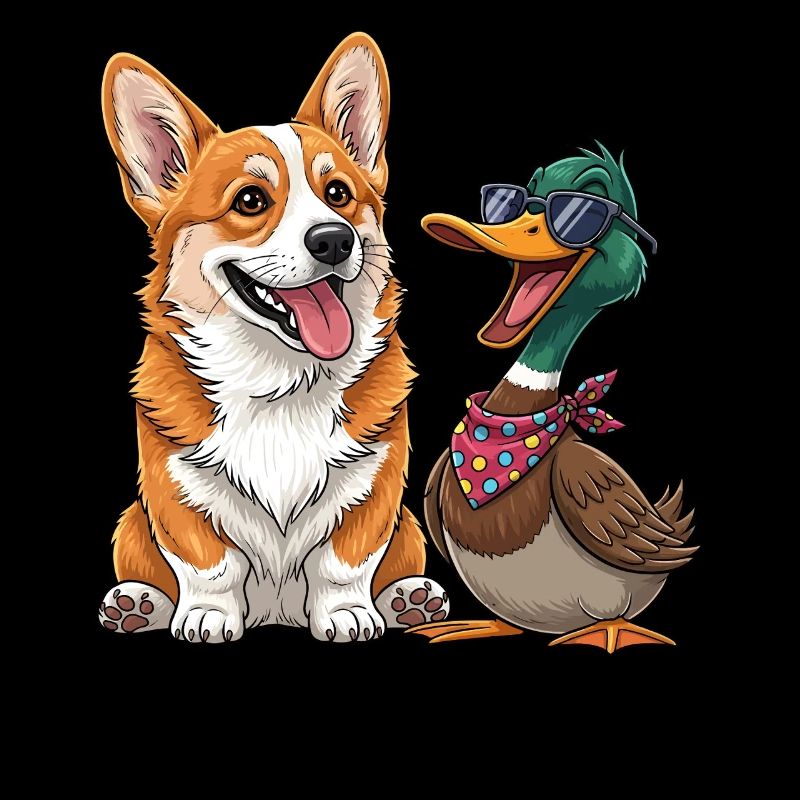 Corgi et canard