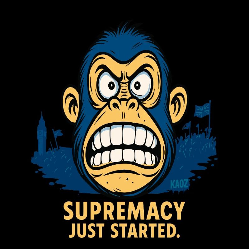 Angry monkey with crowd