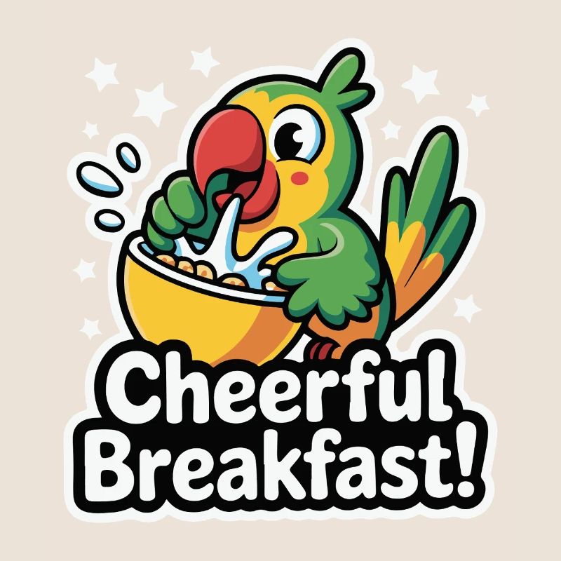 Perroquet dynamique avec un petit-déjeuner joyeux