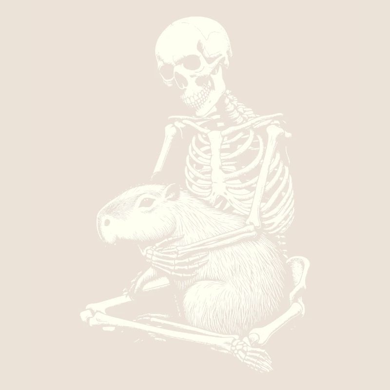 Skelett umarmt Capybara