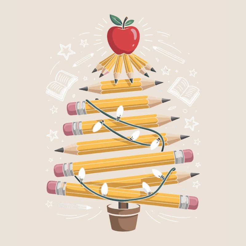 Buntstift Baum mit Lichterkette