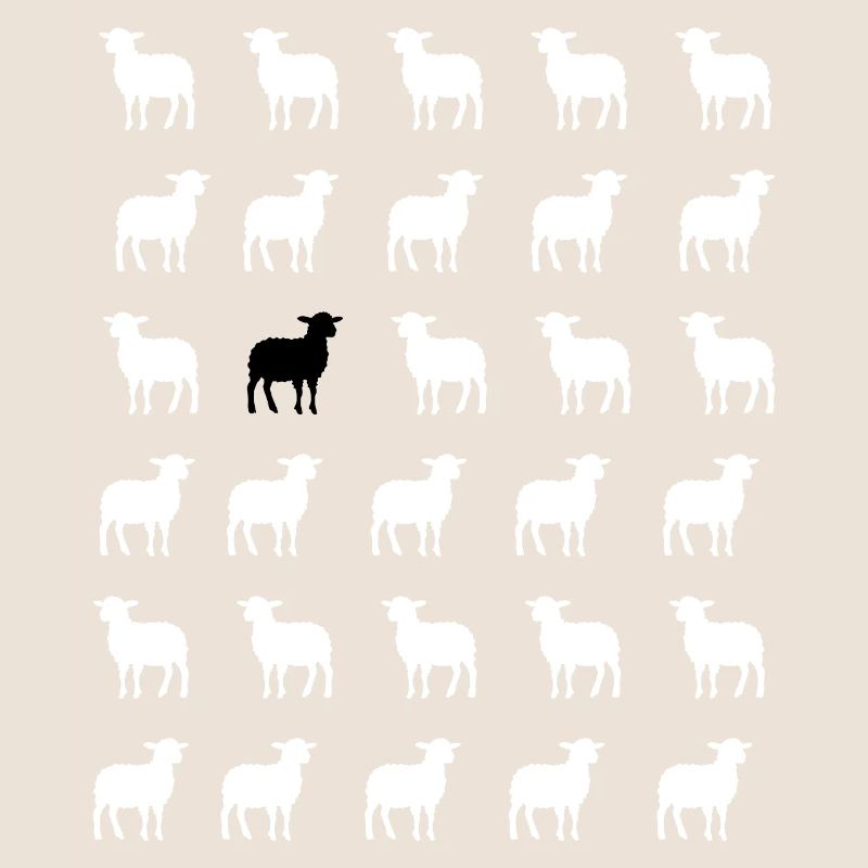 Moutons blancs et noir 