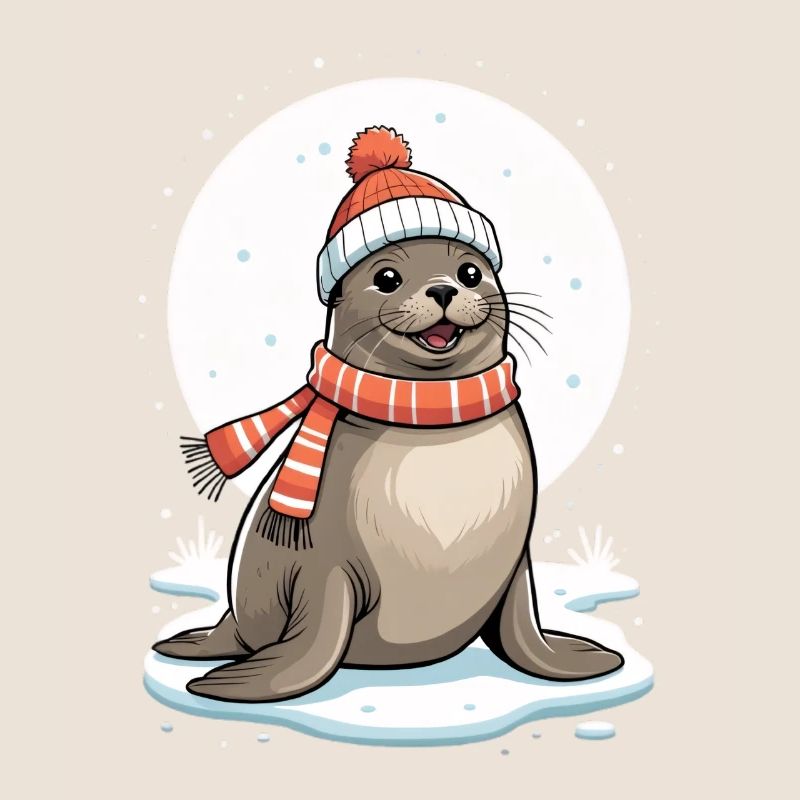 Sceau d’hiver avec écharpe