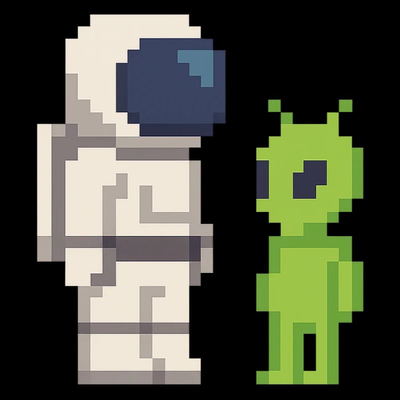 Pixel Astronaut trifft Alien