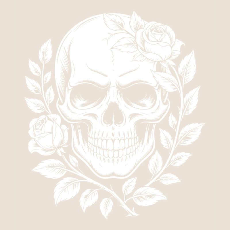 Crâne avec couronne de fleurs