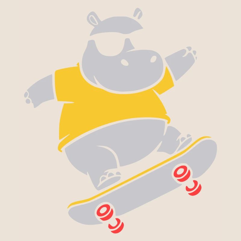 Vecteur de skateboard hippopotame cool