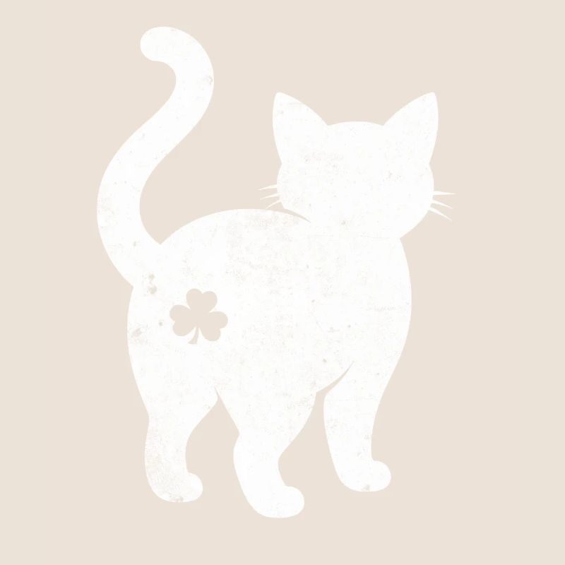 Silhouette de chat avec trèfle
