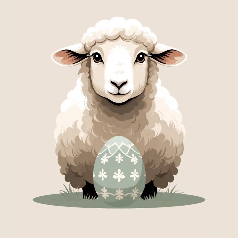 Cuddly lamb with Easter egg