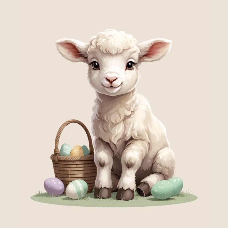 Pastell Lamm mit Ostereiern
