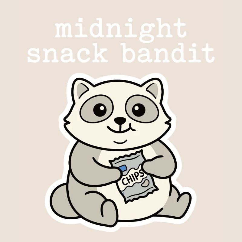 Waschbär mit Chips Snack Comic Motiv