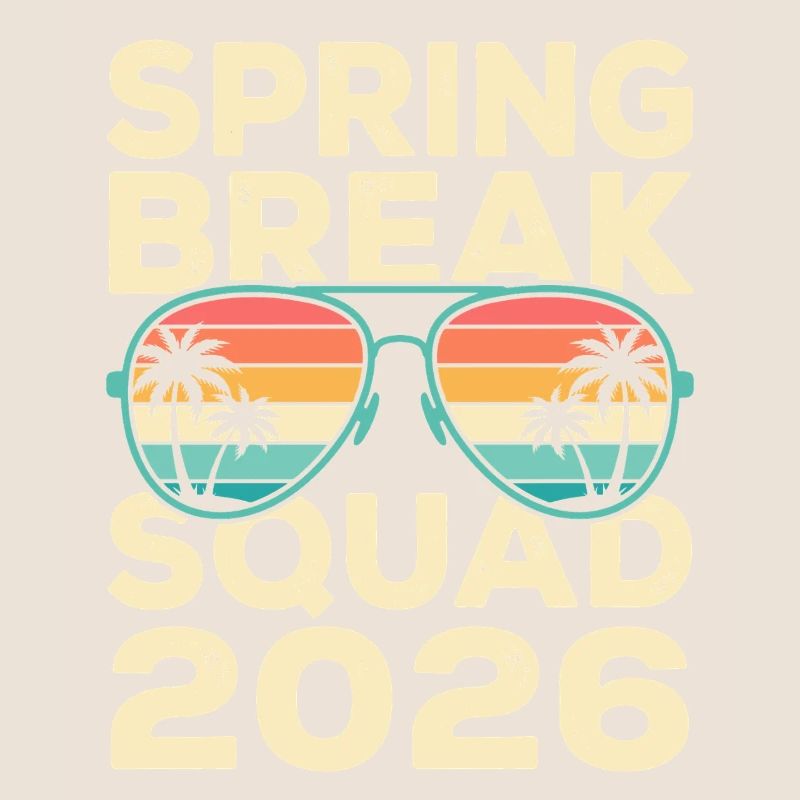 Spring Break Squad 2026 Retro Palm Tree Design