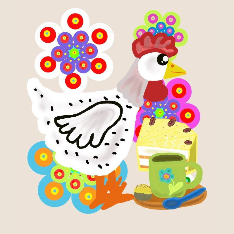 Gâteau de poule, pause café Poulet café