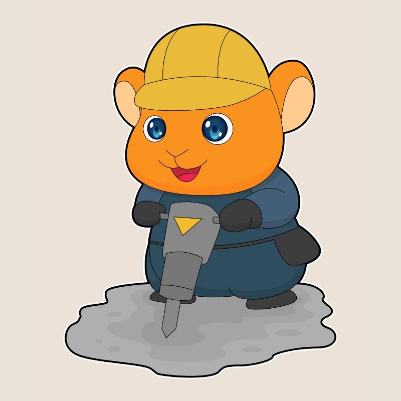 Hamster Construction Worker Jackhammer Construction Site