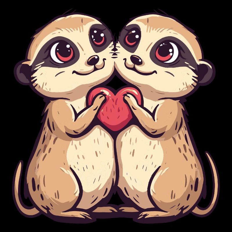 Couple de suricates amour Saint-Valentin
