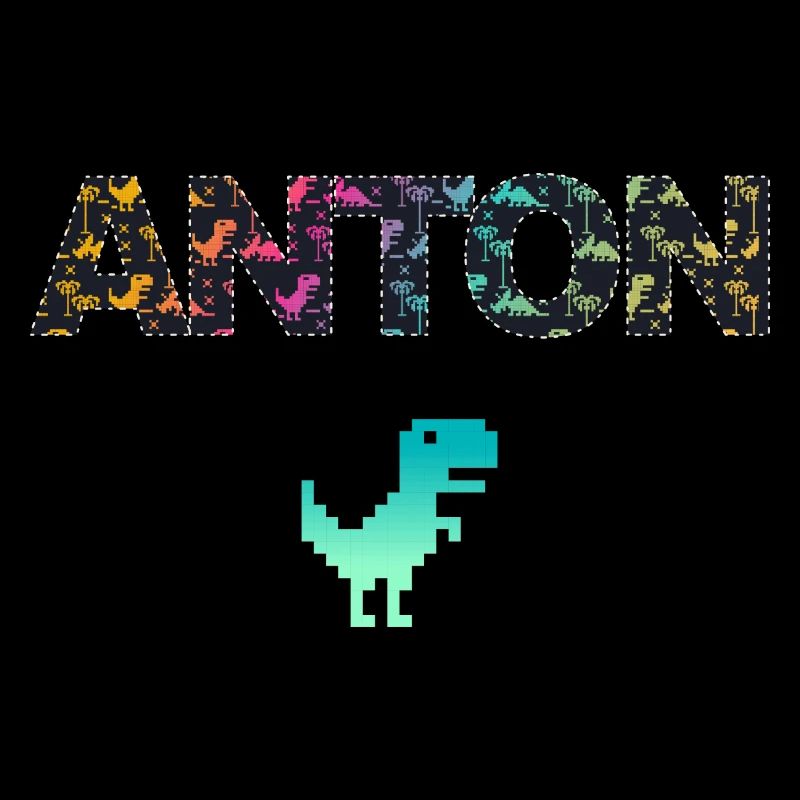 ANTON - Beautiful boy name with dinosaur