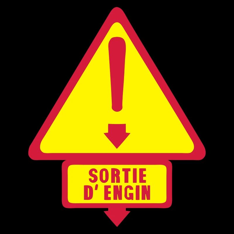 sortie engin panneau danger fleche