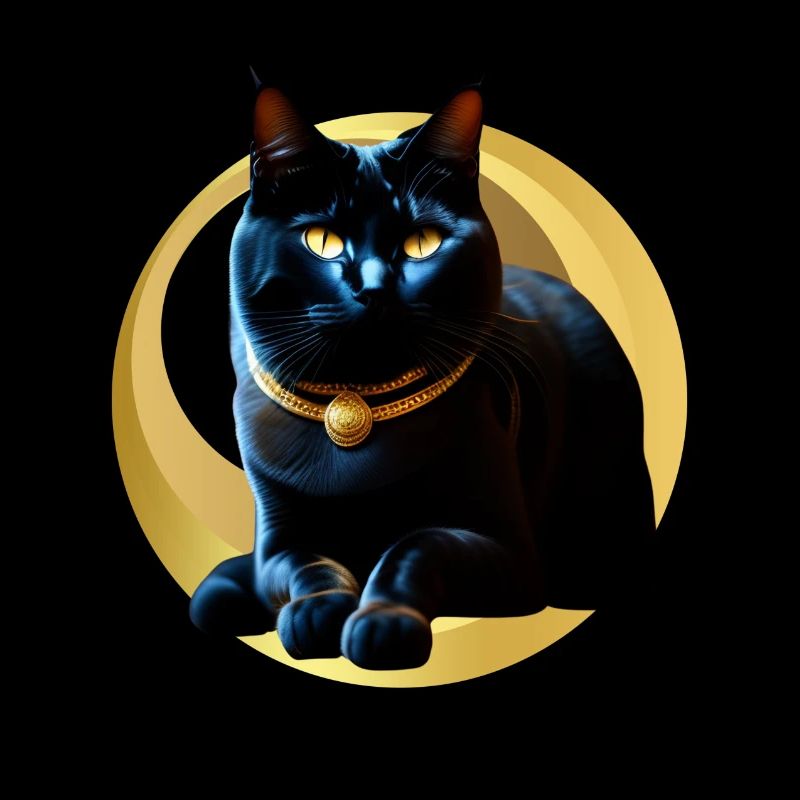 Chat noir collier doré