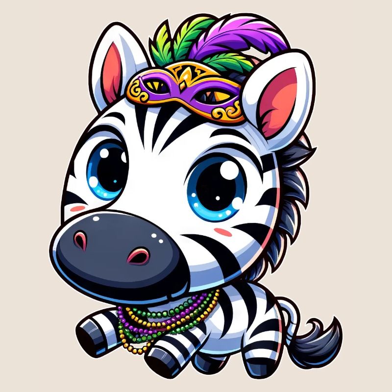 Zèbre de carnaval : Mardi Gras avec masque