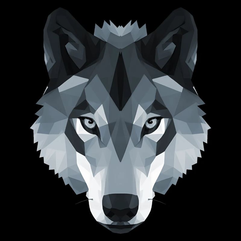Wolf head low polygon in black and white