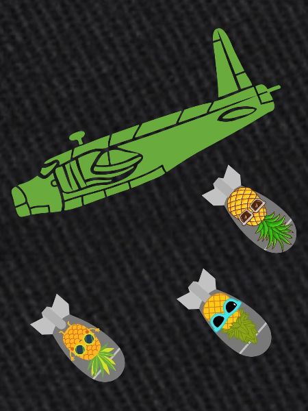 Avion bombe ananas vert