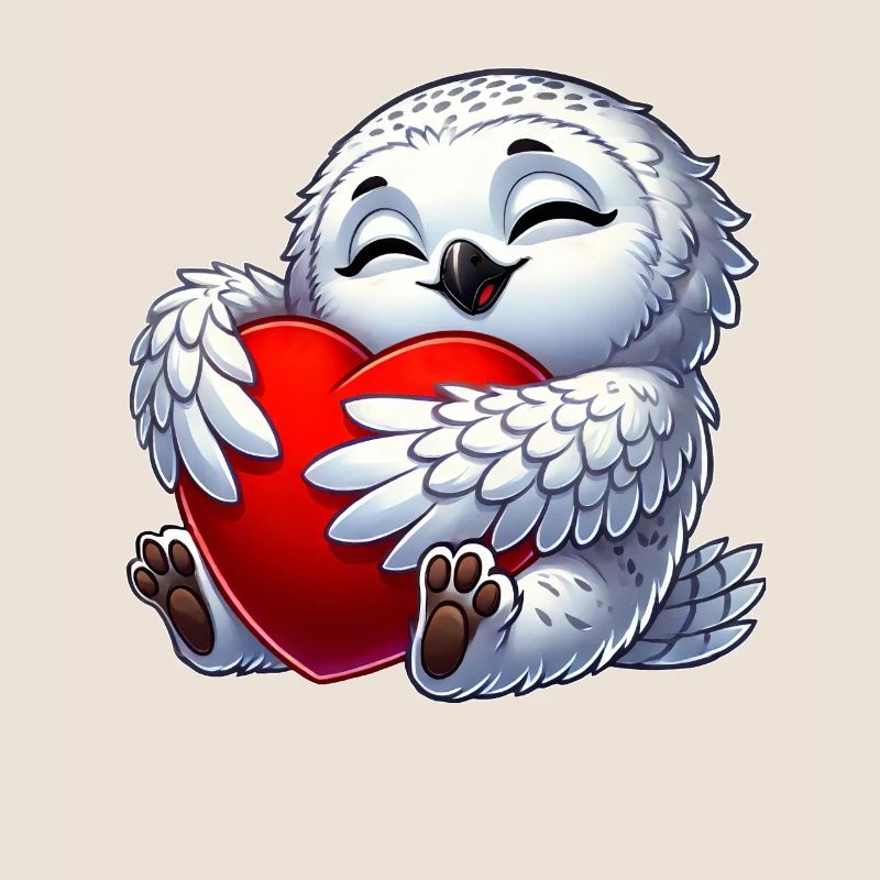 Verliebte Eule Schneeeule Herz Valentinstag