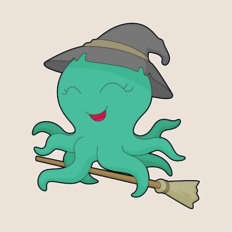 Krake Halloween Hexe