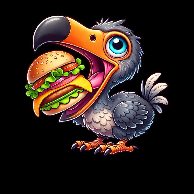 Whimsical Dodo Burger Hamburger Cheeseburger