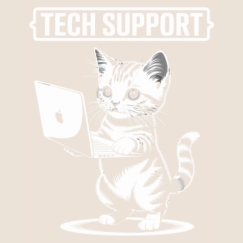 Support technique amusant, chat mignon, informatique ironique