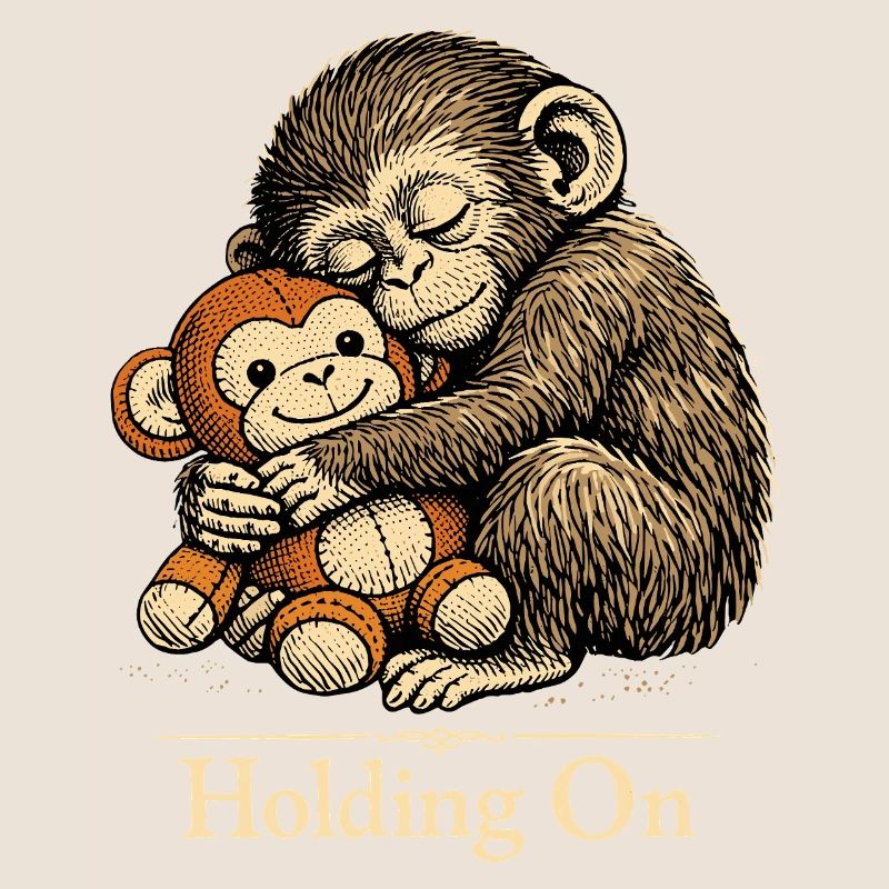 Punch Macaque Holding On Emotional Monkey Plush