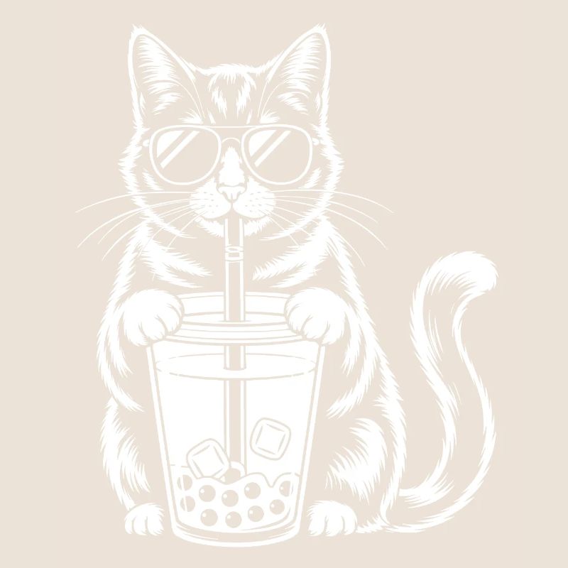 Cat with bubble tea