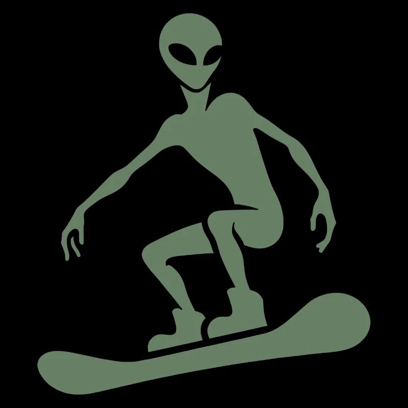 Minimalist Design: Alien Snowboarder Silhoue