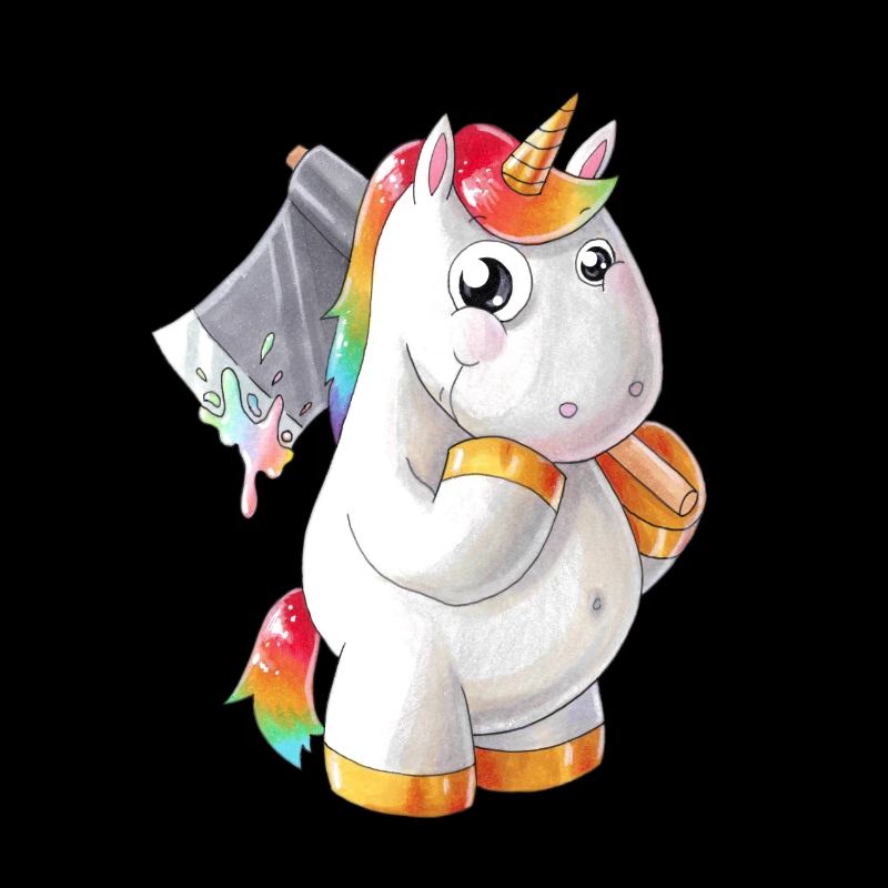 Comic Einhorn mit Axt