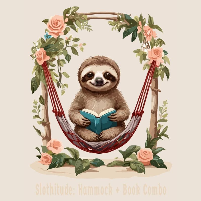 Cute sloth with book