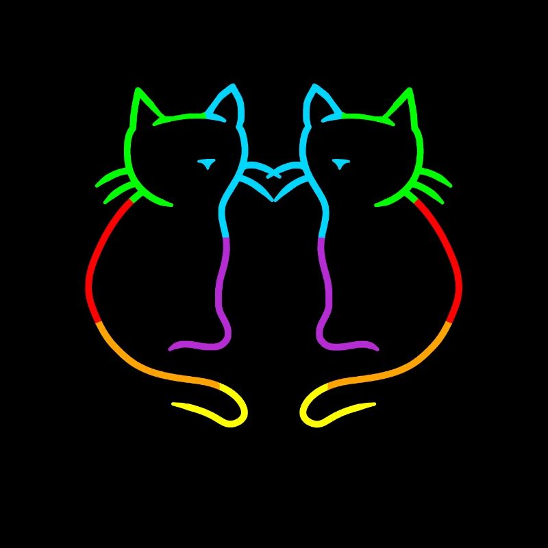 80er 90er Retro Regenbogen Herz Katzen Katze
