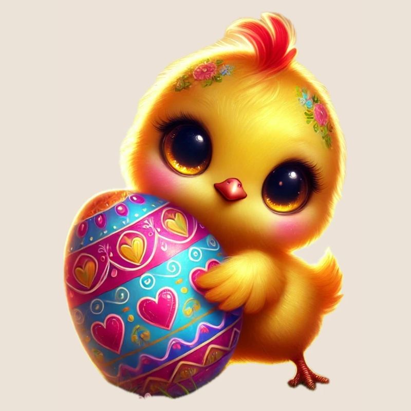 Easter chicks with egg