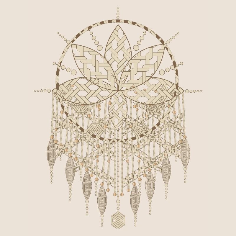 Macramé pendant with ornate knot patterns