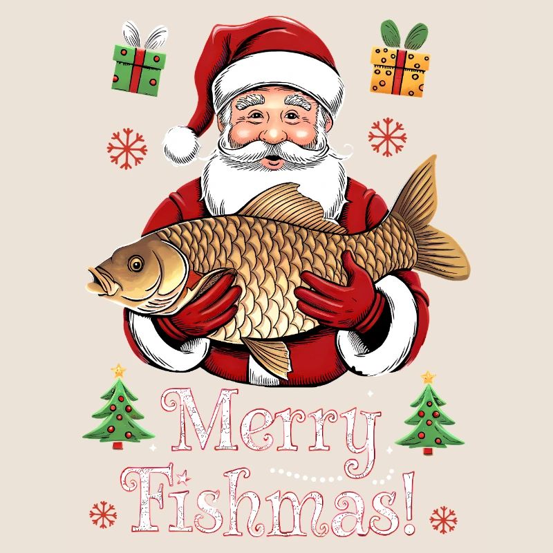 Pulls de Noël Pêcheur Carpe de Poissons Joyeuse