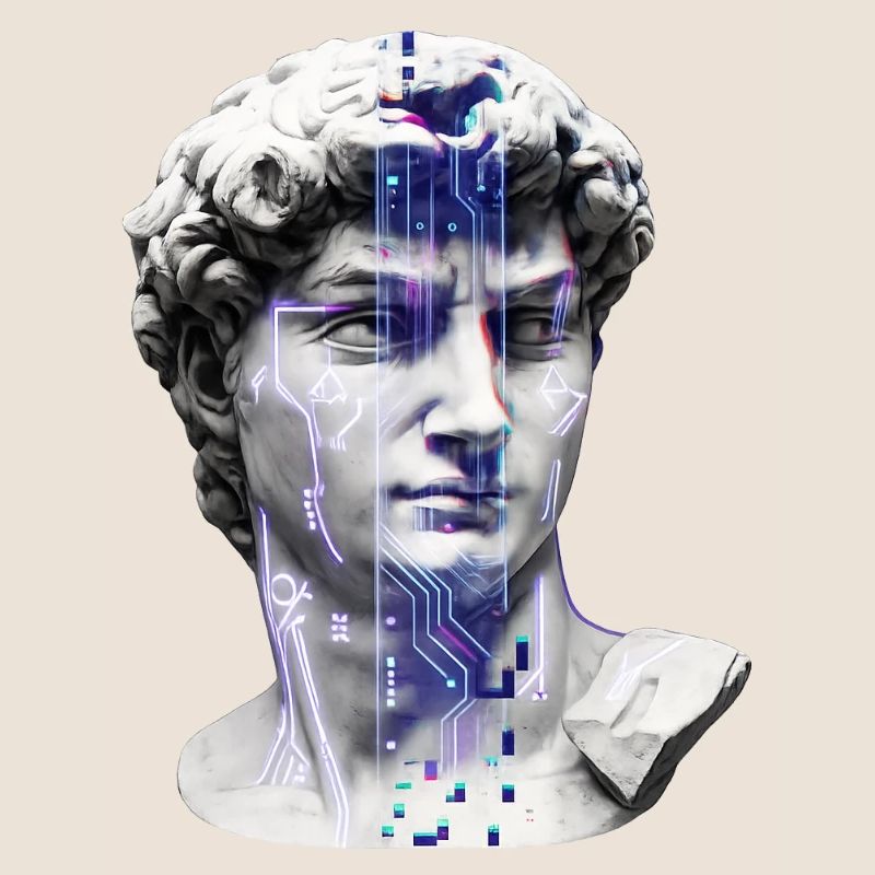 Classic neon cybernetic bust