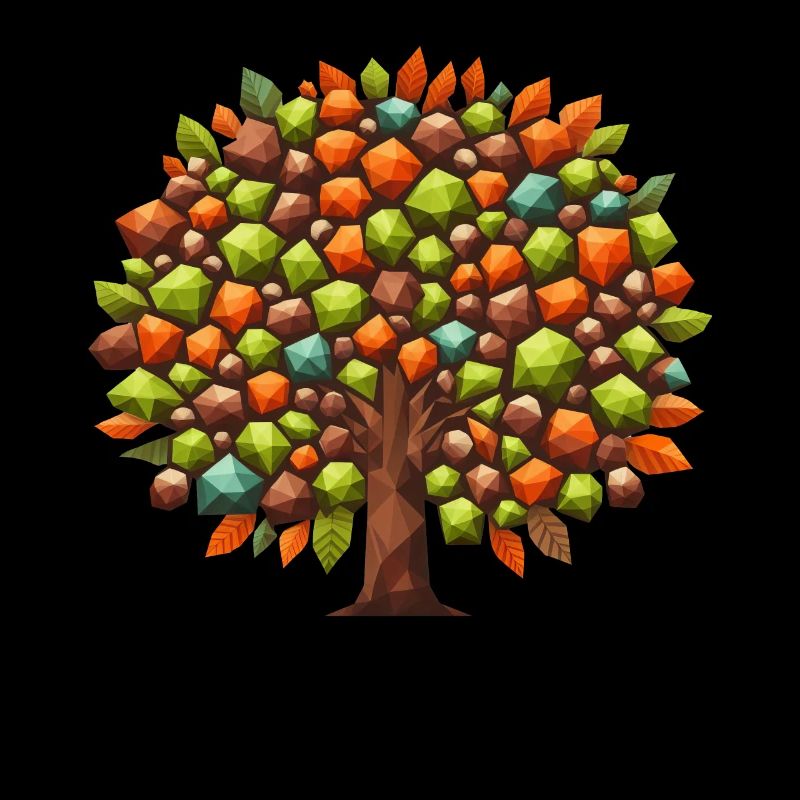 Autumn Elegance: Polygonal Deciduous Tree in