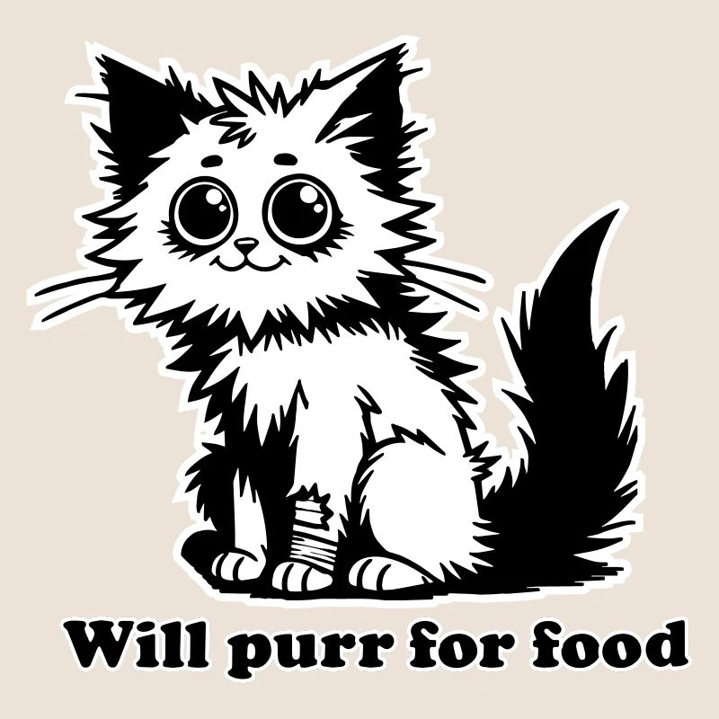 Chat sans abri - Will ronronnera pour la conception de nourriture