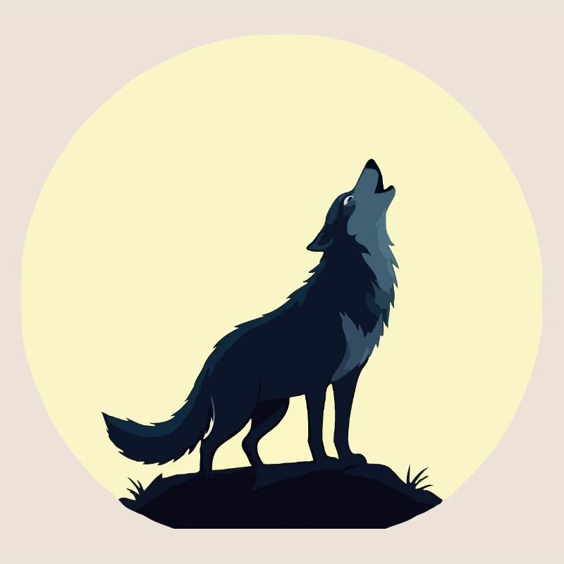 Wolf howling in front of full moon