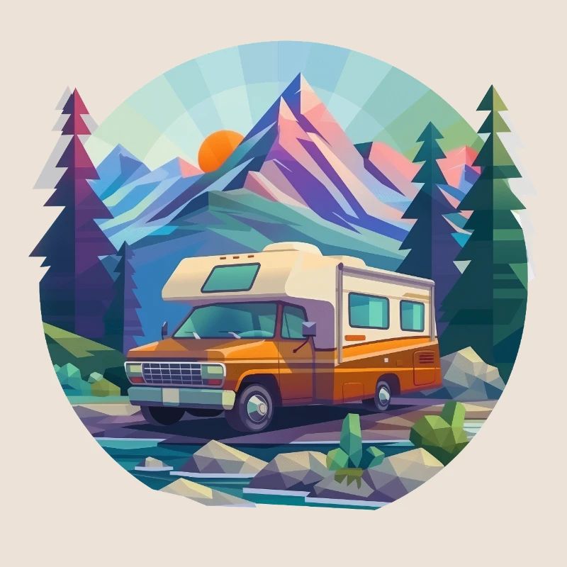 Camping à l’ancienne – Moderne dans un look low poly
