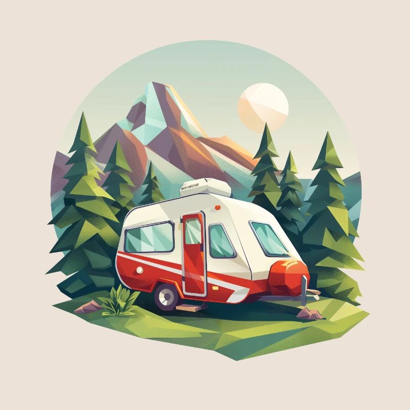 Camping à l’ancienne – Moderne dans un look low poly