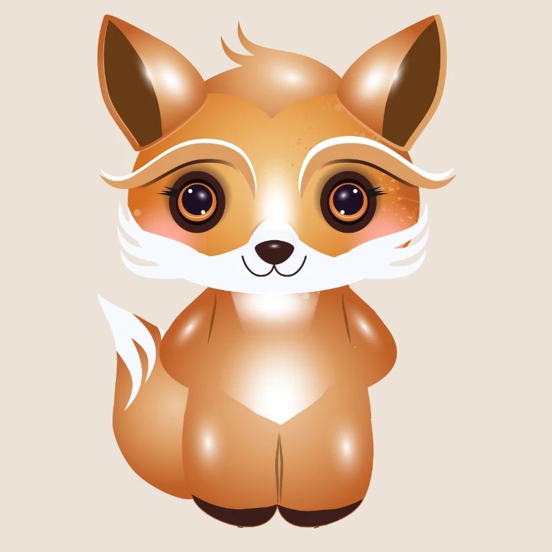 cute fox in kawaii comic style