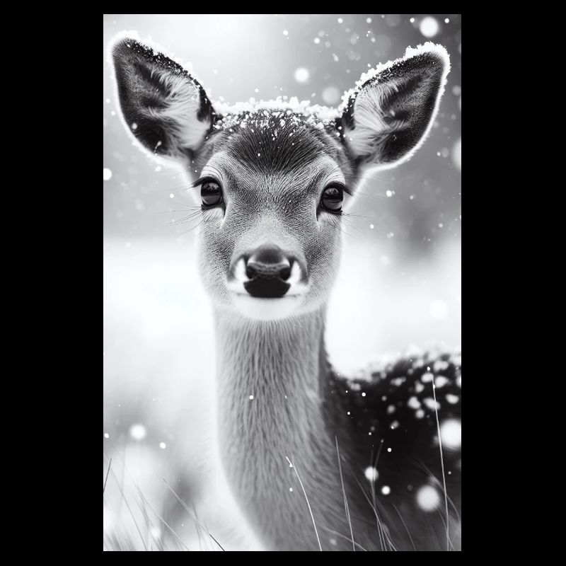 Cerf tranquille dans la forêt enneigée
