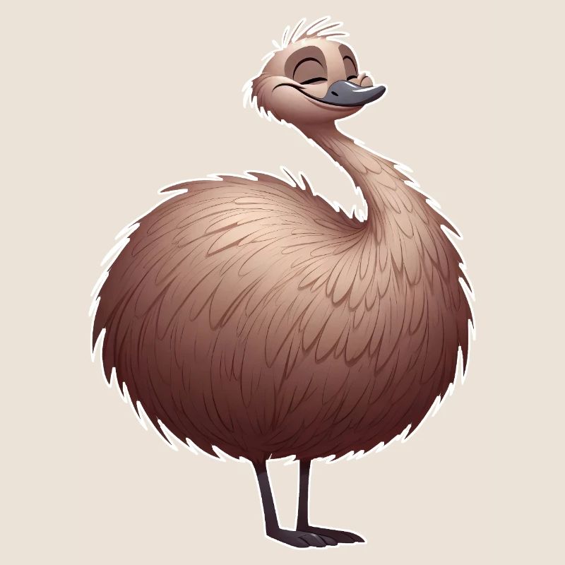 Oiseau émeu mignon dans le style dessin animé