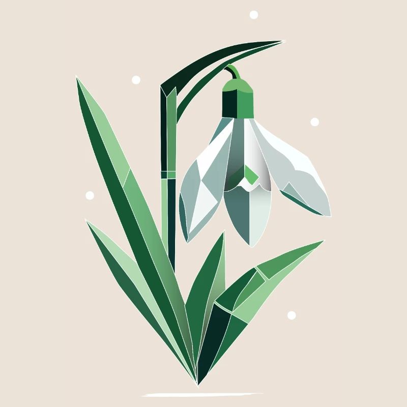 Delicate Polygonal Snowdrop Illustration